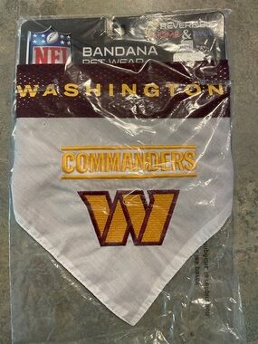 NFL White/Burgundy Pet Bandana with Gold & White Commanders W